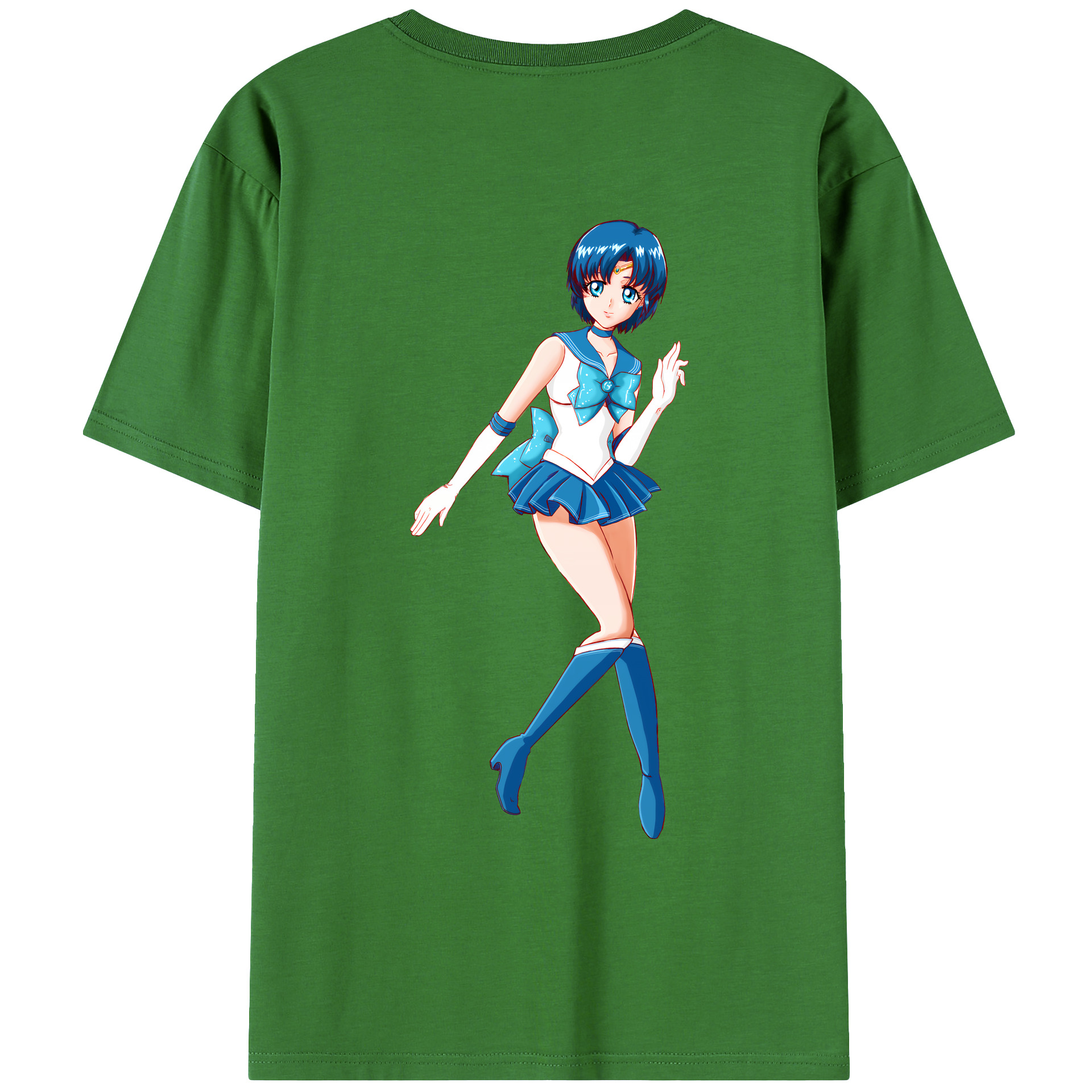 （画像用） 美少女戦士セーラームーン 水野 亜美 みずの あみ Sailor Moon Mizuno Ami レディース半袖Tシャツ(バックプリント)